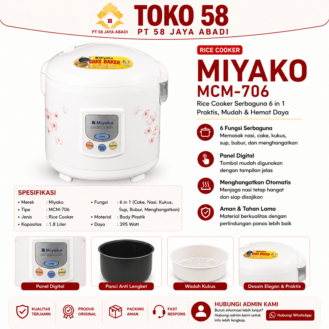 Thumbnail Miyako Rice Cooker MCM-706 2
