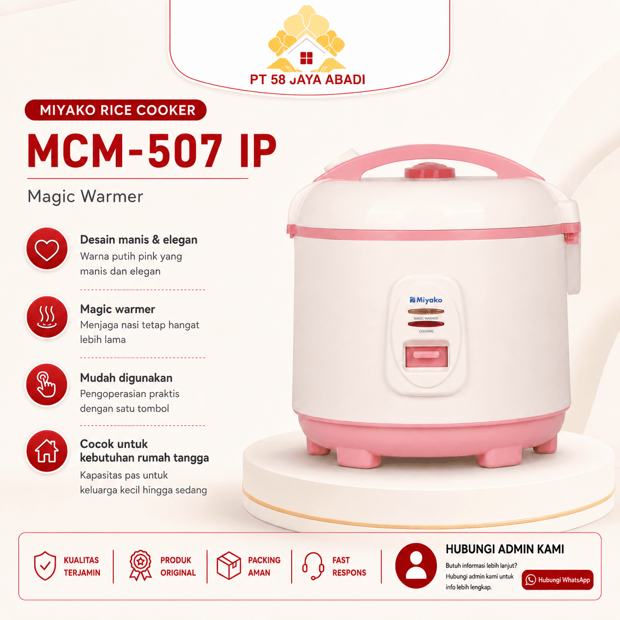 Foto Miyako Magic Warmer MCM-507 IP Putih Pink