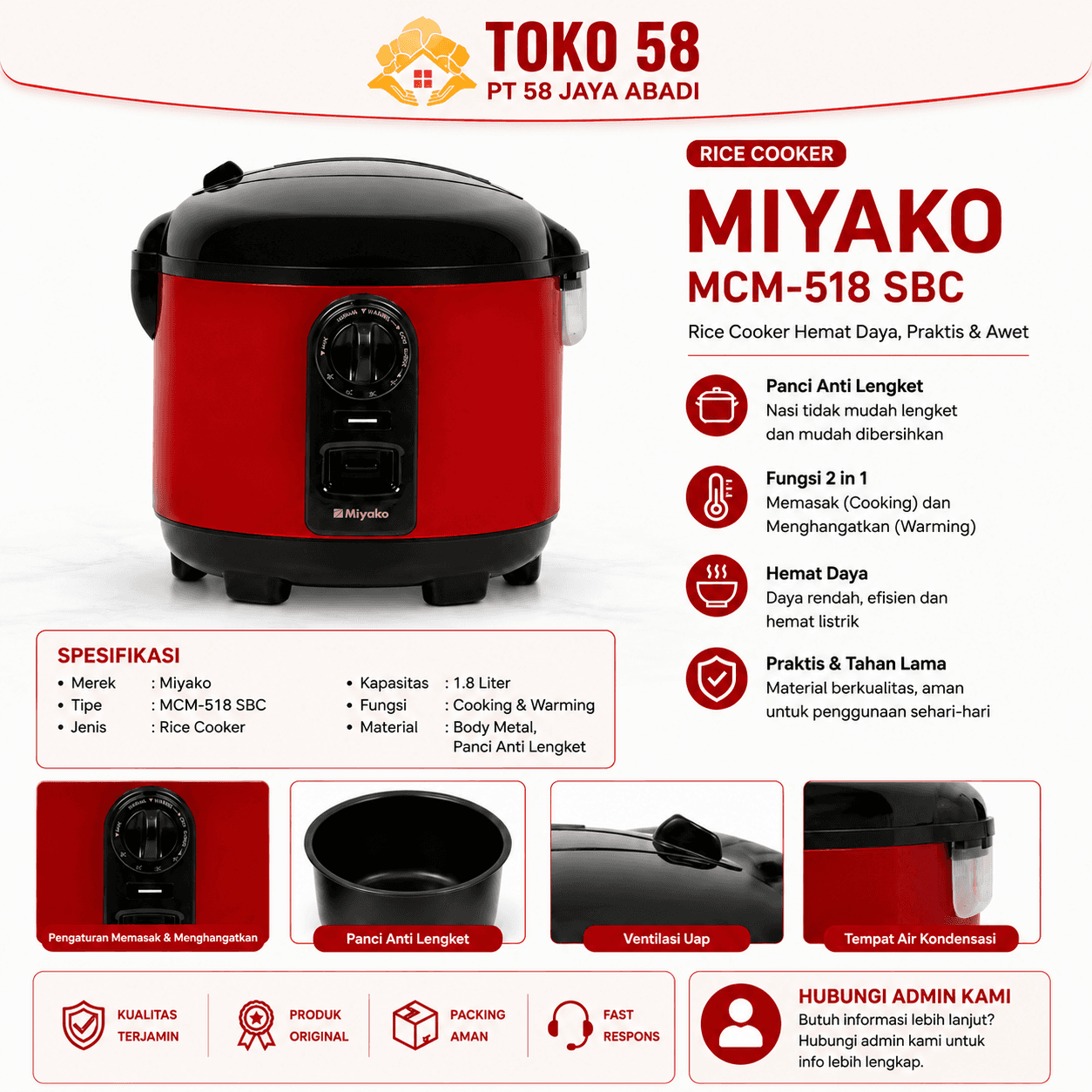 Foto Miyako Rice Cooker MCM-518 SBC
