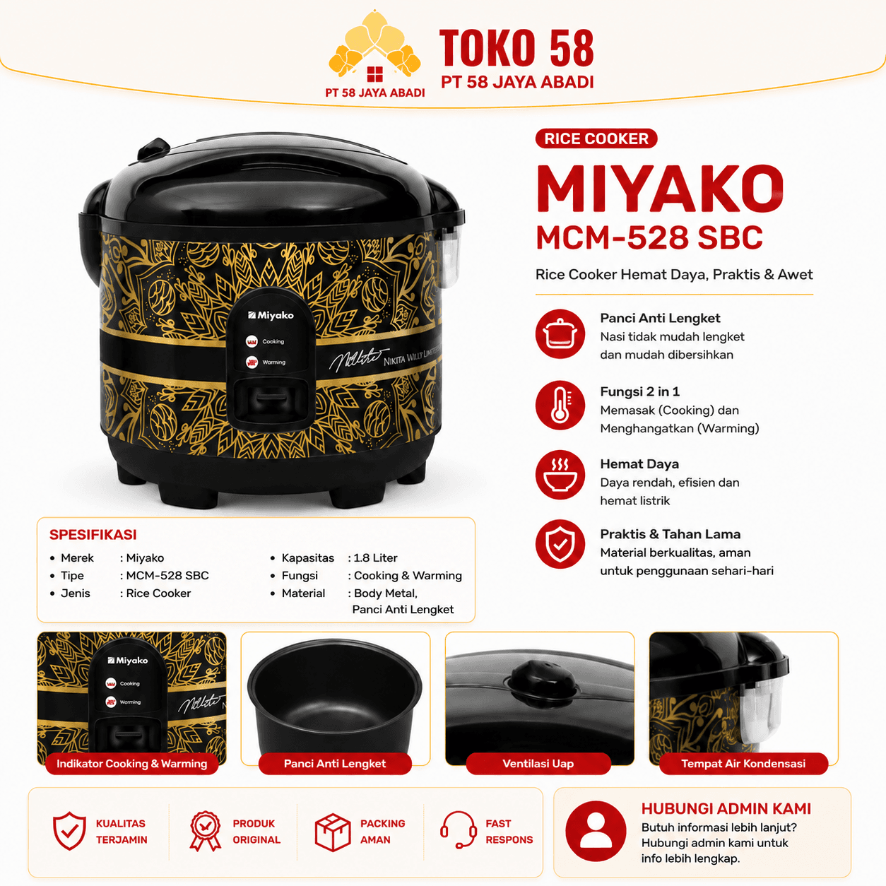 Foto Miyako Rice Cooker MCM-528 SBC