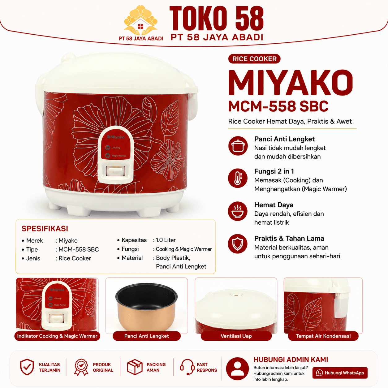 Foto Miyako Rice Cooker MCM-558 SBC