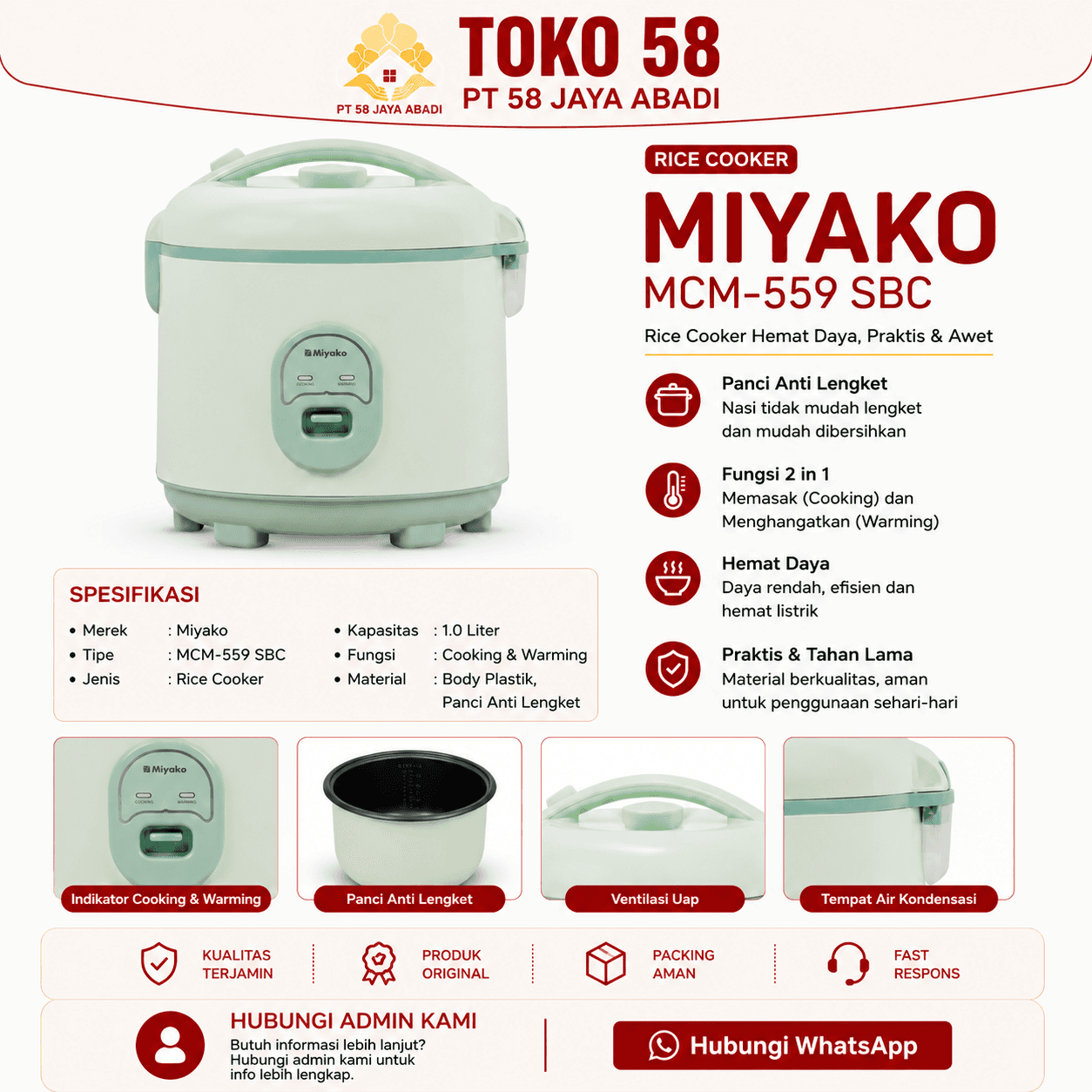 Foto Miyako Rice Cooker MCM-559 SBC