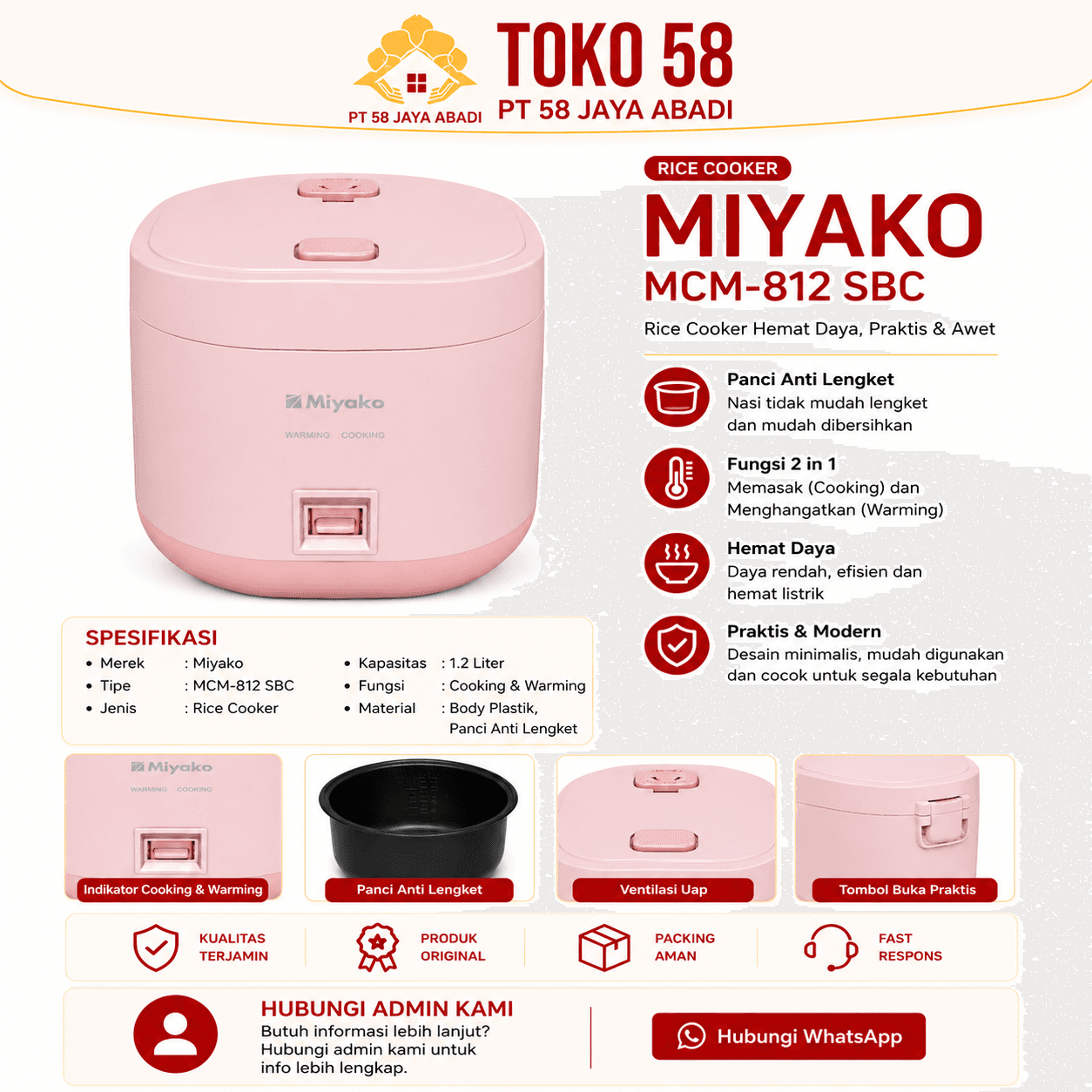 Foto Miyako Rice Cooker MCM-812 SBC