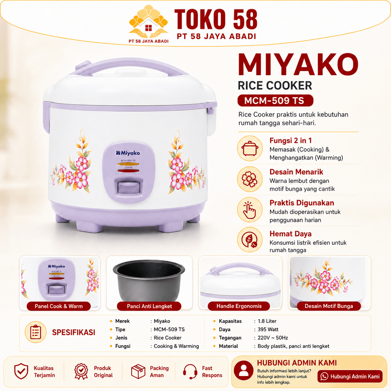 Foto Miyako Rice Cooker MCM-509 TS
