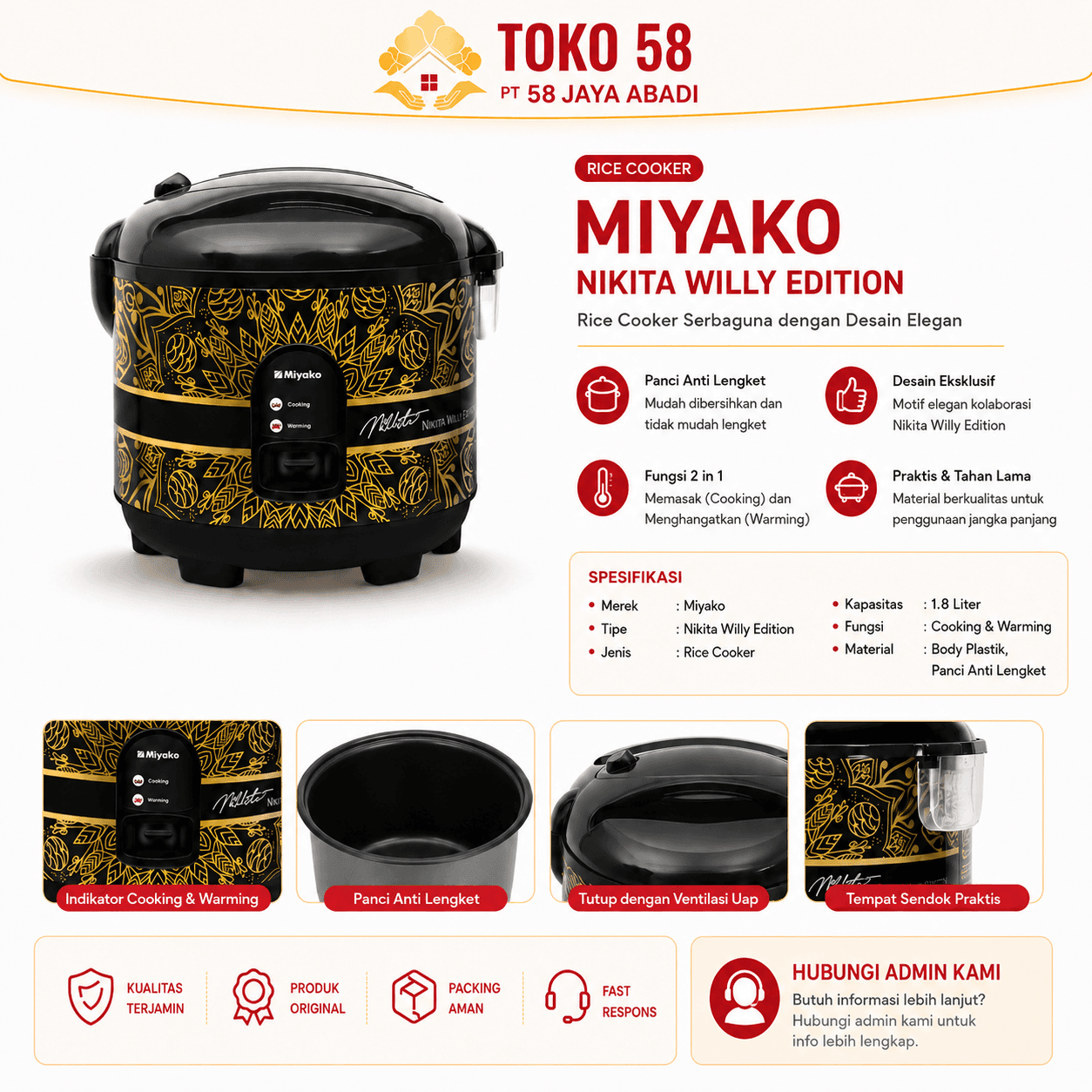 Foto Miyako Rice Cooker Nikita Willy Edition